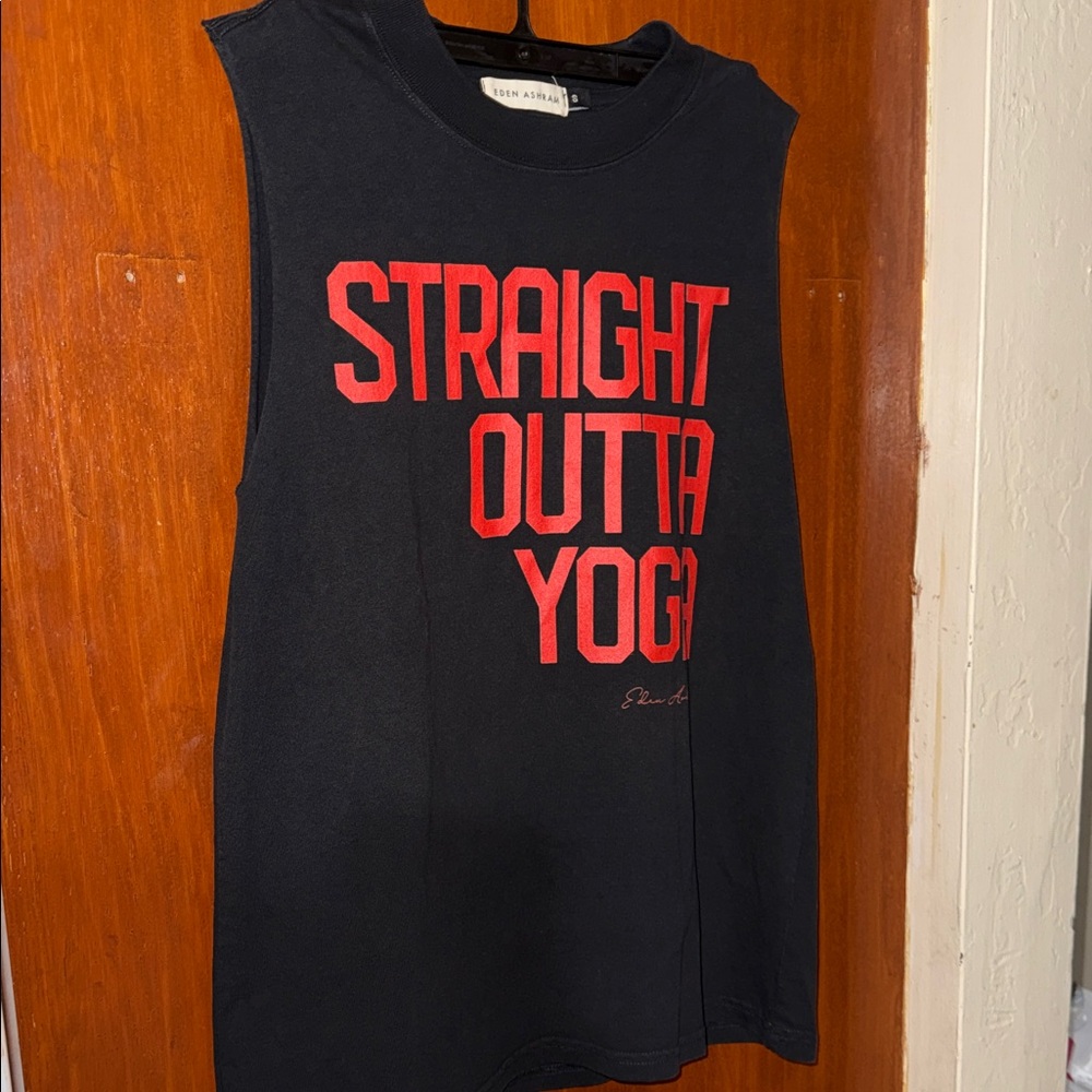 Eden Ashram Women's Black Tank Top with Red Print